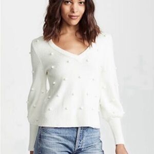 Madewell Bobble Dashwood Women’s V-Neck Ivory Sweater Style #K5432 Size Small